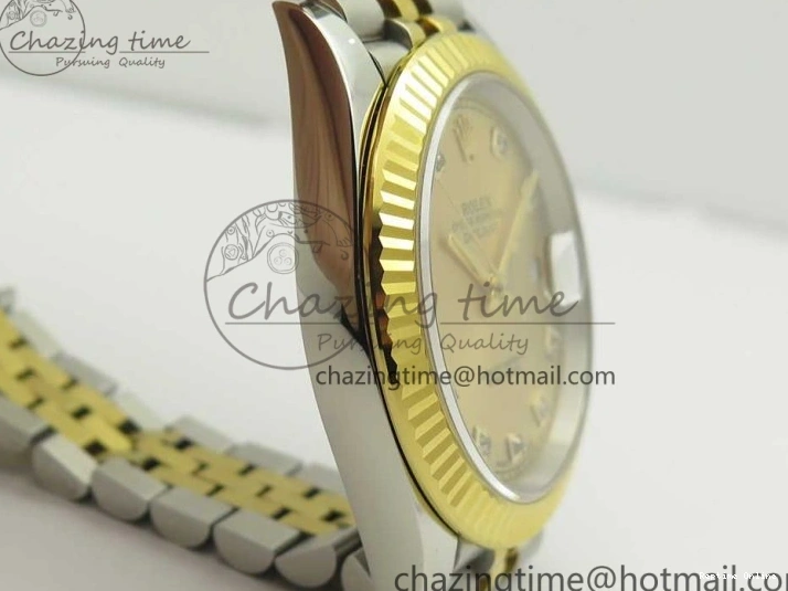 0131 Flexible DateJust 41 126334 904L SS YG DJF 1:1 Best Edition Gold Dial Diamond Markers on SS YG Jubilee Bracelet A 3250